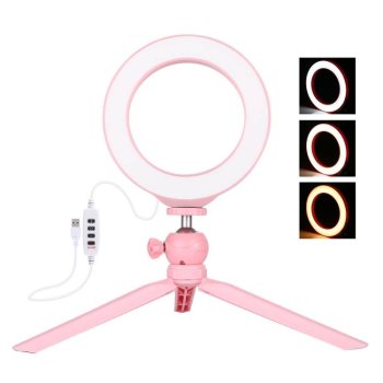 Puluz Tripod with 16cm LED Ring PKT3092F (pink)