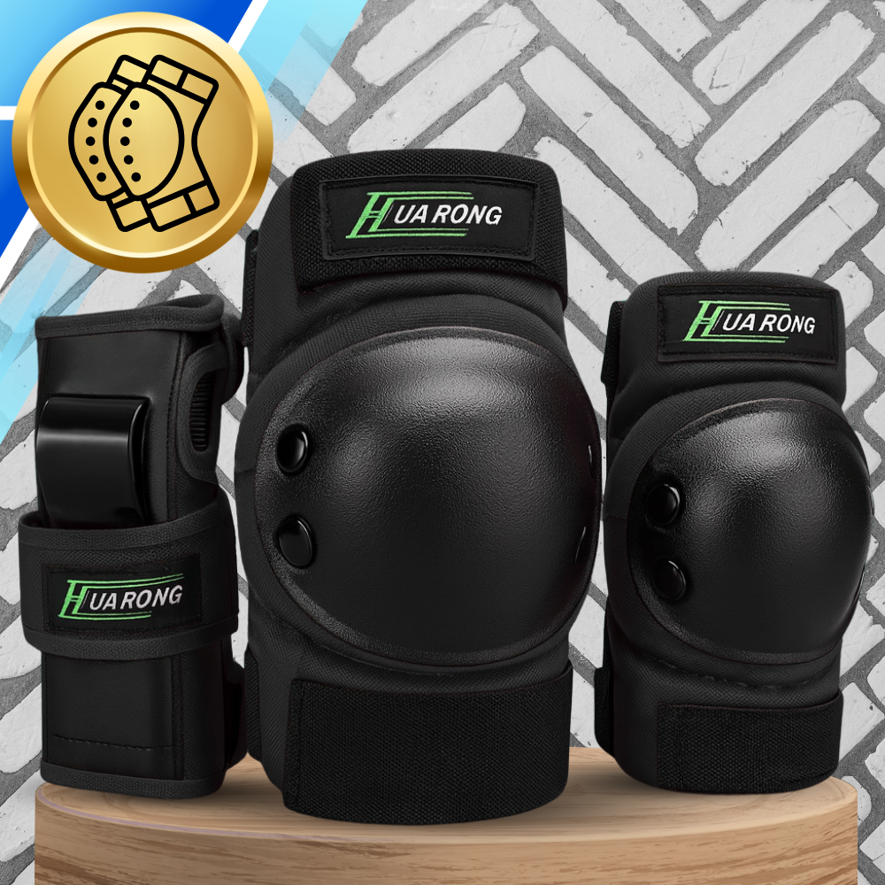 Adult Protective Gear Set with Knee, Elbow, and Wrist Guards, Size L, Black (0)