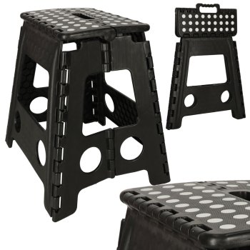 Folding Anti-slip Step Stool for Kitchen or Bathroom, 39cm, Black