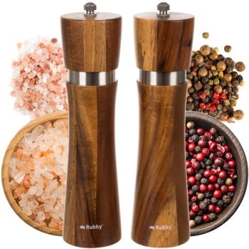 Hand Grinder Set for Salt and Pepper, 2 pcs, 60 ml, Brown