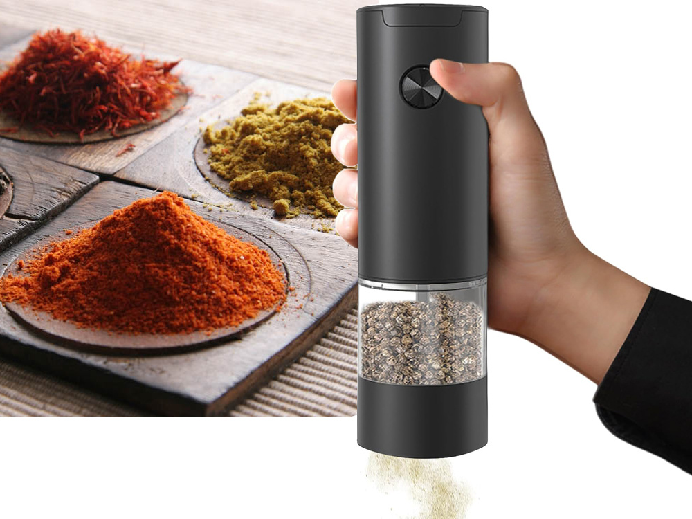 Electric Salt and Pepper Grinder with Adjustable Coarseness and LED (1)
