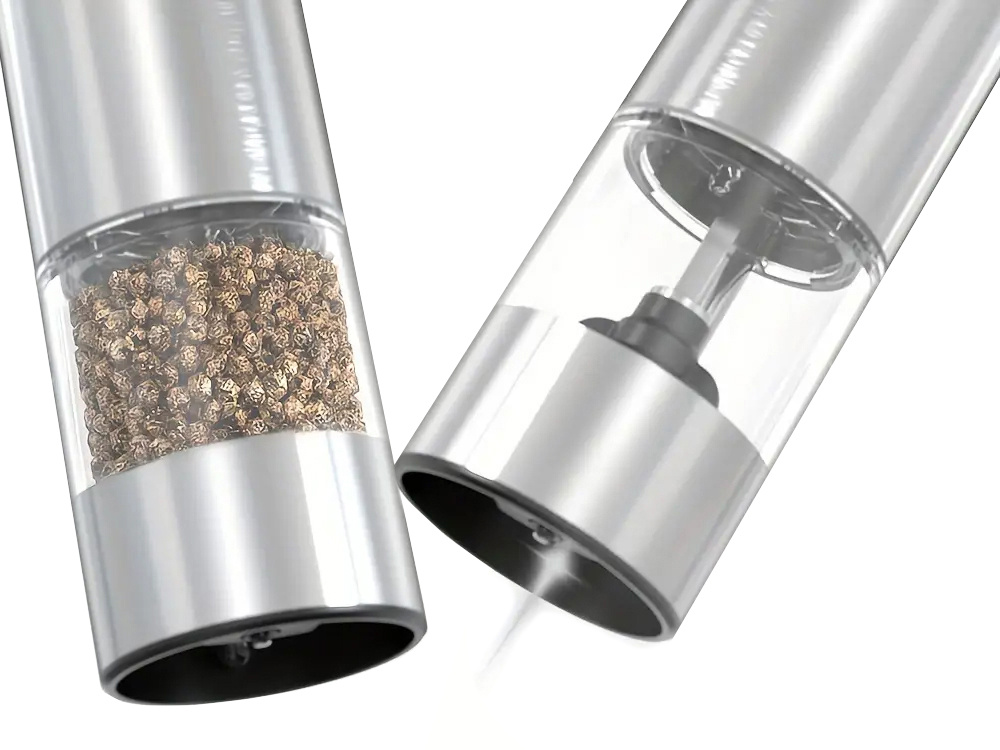 Electric Salt and Pepper Grinder with LED, 17 cm, Silver (2)