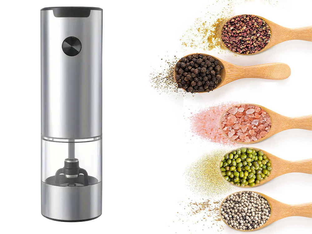 Electric Salt and Pepper Grinder with LED, 17 cm, Silver (6)