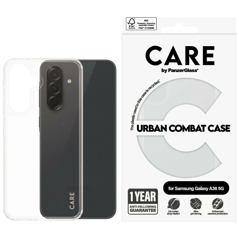 CARE by PanzerGlass Flagship Urban Combat Phone Case Cover Samsung Galaxy A36 5G - Transparent