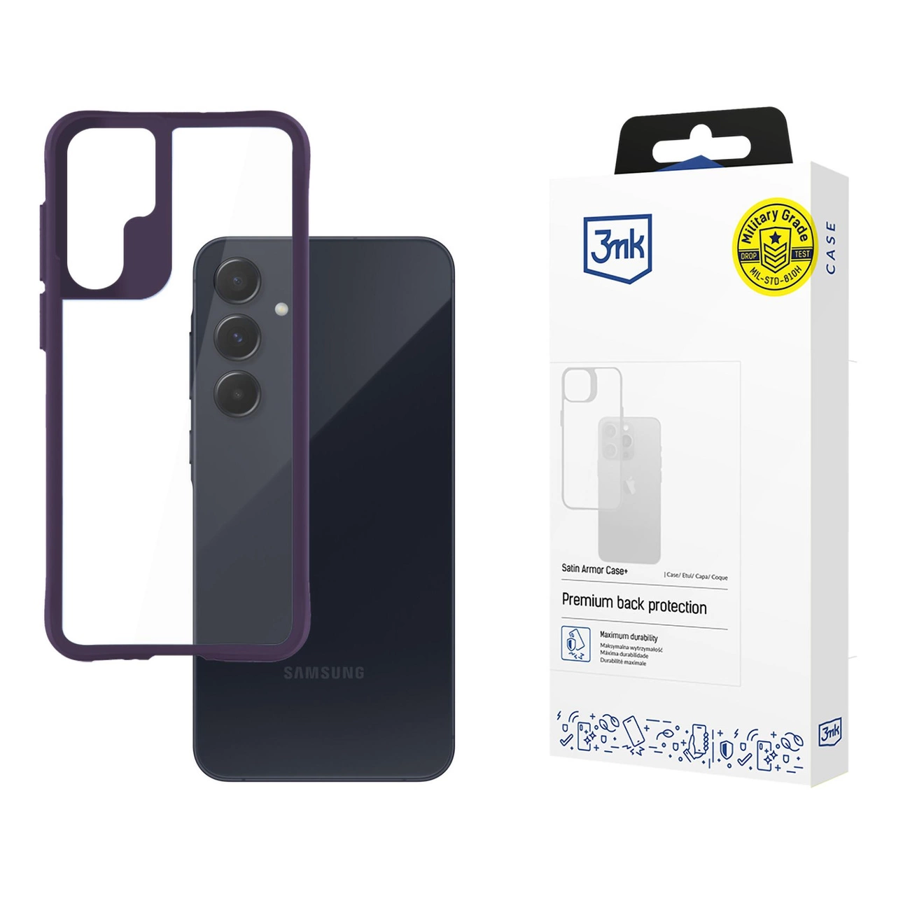 3mk Satin Armor Case+ Purple Samsung Galaxy A55 5G - transparent