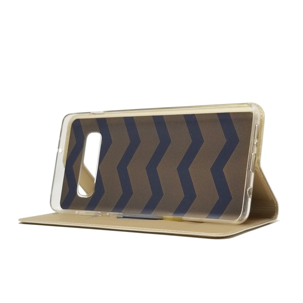 Samsung Galaxy S10+ Plus (G975F) Magnetic Adsorption Leather Card Holder Case Cover, Gold (1)
