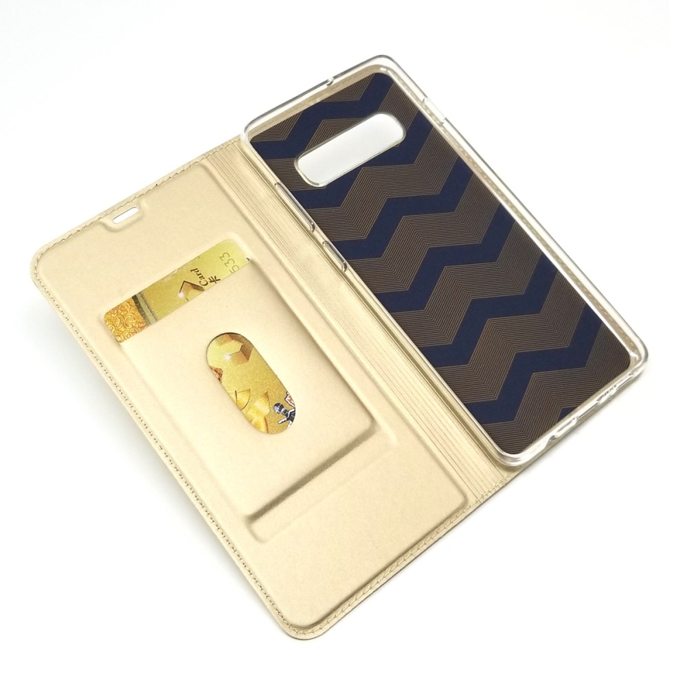 Samsung Galaxy S10+ Plus (G975F) Magnetic Adsorption Leather Card Holder Case Cover, Gold (3)
