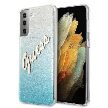 Guess Samsung Galaxy S21+ Case Glitter Gradient Script, Blue