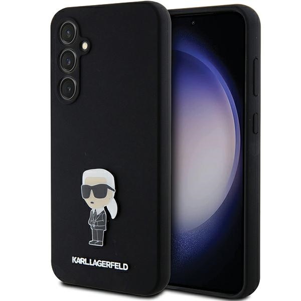 Samsung Galaxy S23 FE (SM-S711B/DS) Karl Lagerfeld Silicone Ikonik Metal Pin Cover Case, Black