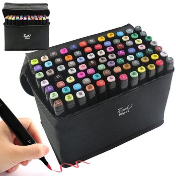 Alcohol Markers Set in a Case, 80 Pieces