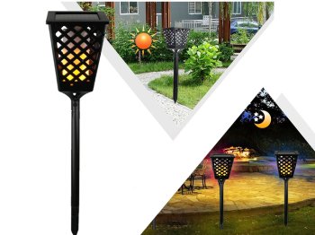 Garden LED Lamp Torch Lantern Luminaire with Solar Battery and Twilight Sensor, IP65
