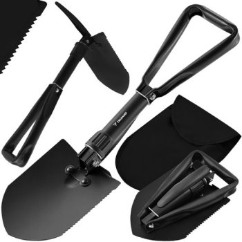 Trizand 23830 Folding Survival Shovel 3-in-1 with Pickaxe and Saw