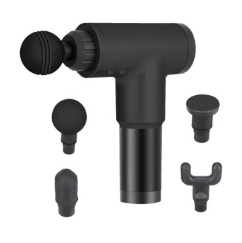 Relaxing Muscle Massager Pistol with 4 Nozzles Wireless Massage Device, Black