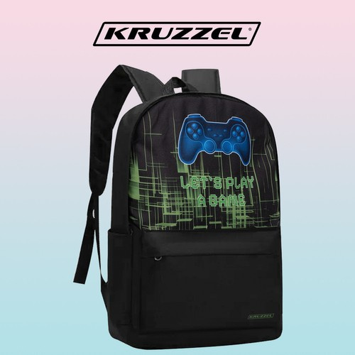 Gaming School Backpack with Shoe Bag 22L, Kruzzel 24532, Black (1)