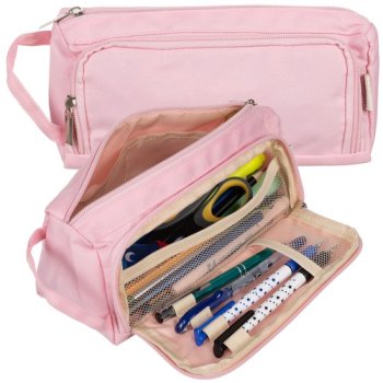 Double Extendable Pencil Case Maaleo 24519, Pink