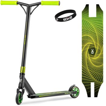 SOKE PRO Stunt Scooter for Freestyle Tricks, 110mm Wheels, Yellow Green