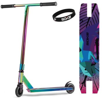 SOKE EVO Pro Stunt Scooter for Tricks and Skate Park Riding, Neochrome