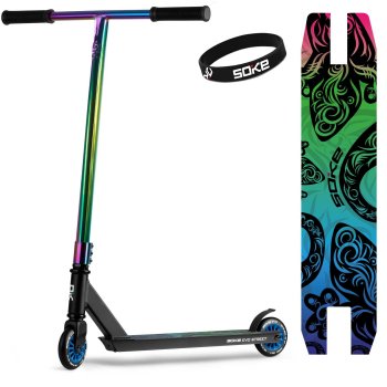 SOKE EVO Pro Stunt Scooter for Street and Park, Black Rainbow