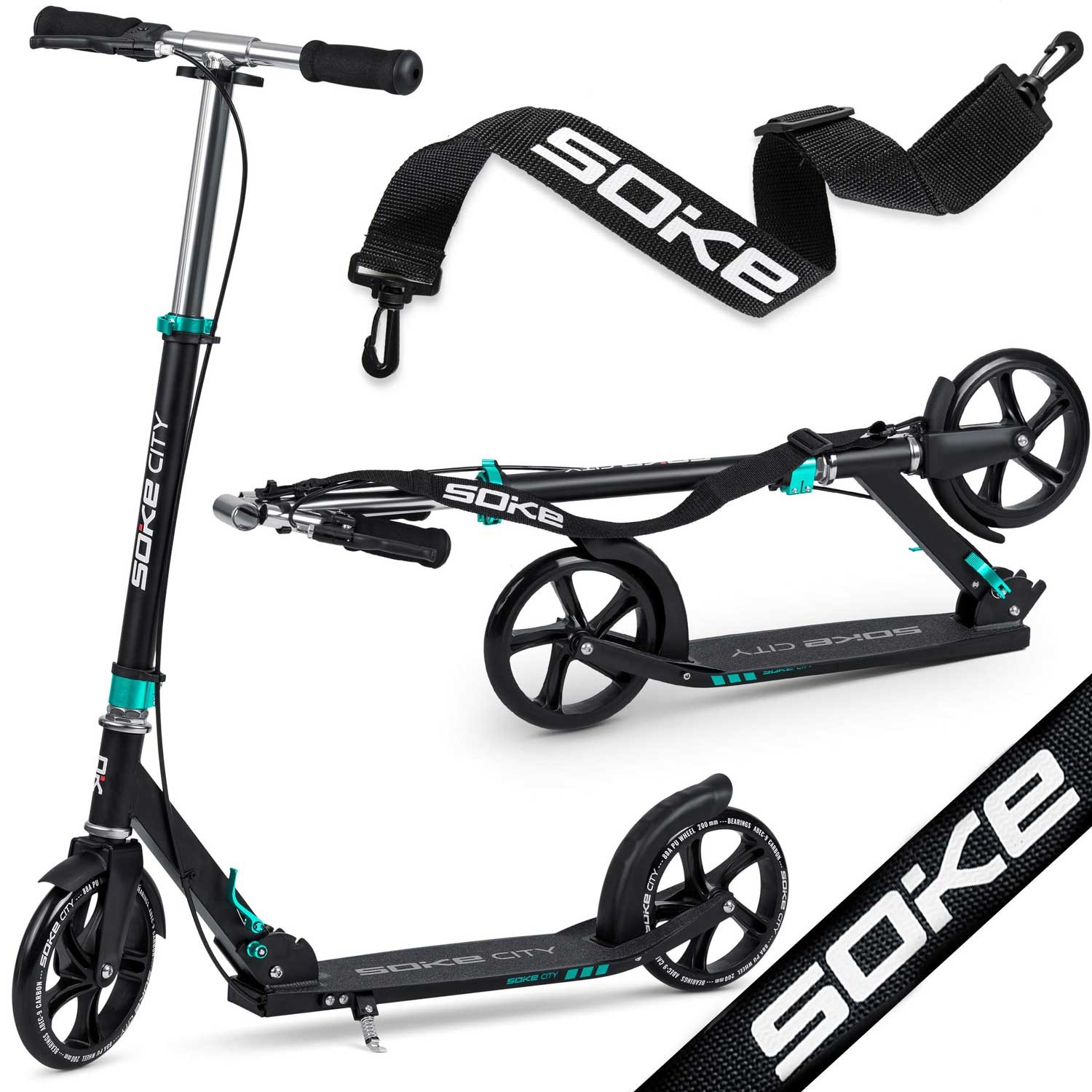 Soke City Black-Turquoise Scooter - Stylish Urban Commuter