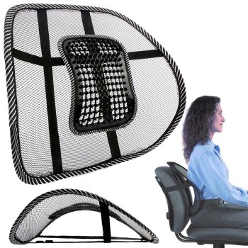 Ergonomic Lumbar Support Cushion with Massage for Chair, Black
