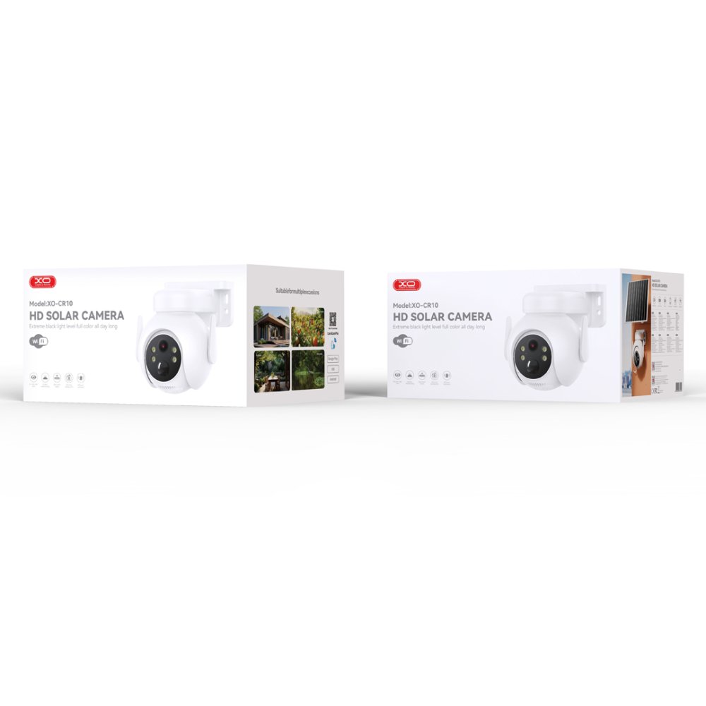 Solar Powered Security Camera XO CR10 Wireless Outdoor 2K with 7800mAh Battery, white (0)