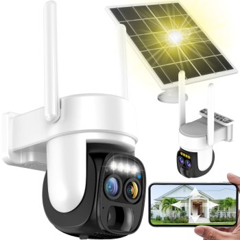 Solar Powered Outdoor WiFi Security Camera PTZ with 10x Zoom & Motion Detection IP66