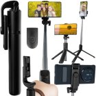 Izoxis 23518 2-in-1 Selfie Stick Tripod with Bluetooth Remote, Black