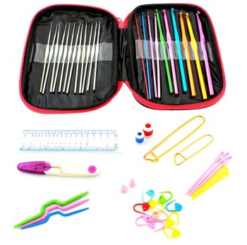 50-Piece Crochet Hook Set with Case and Accessories
