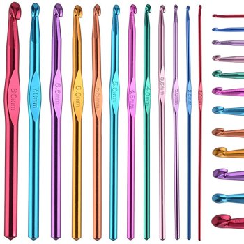 12-Piece Crochet Hook Set with Case, Aluminum Hooks 2mm - 8mm