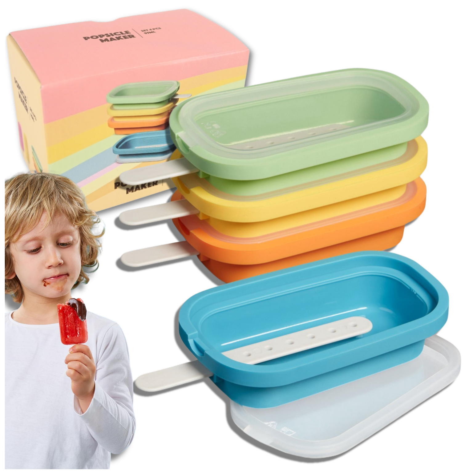 Silicone Popsicle Molds for Homemade Ice Cream and Desserts, Multicolor