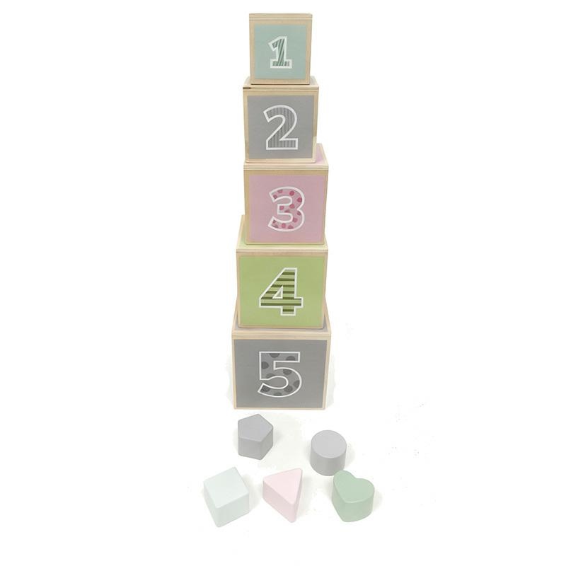 Wooden Stacking Blocks with Shape Sorter Nesting Toy for Toddlers (0)