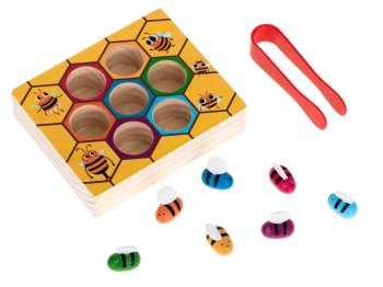 Educational children's game with honeycombs, bees