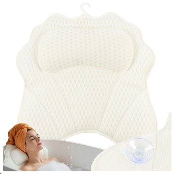 Ruhhy Bath Pillow for Tub Spa Headrest 27050 with 6 Non-Slip Suction Cups