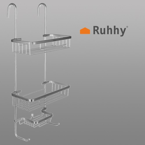 Hanging Shower Caddy Shelf Organizer, No-Drilling, Silver (0)