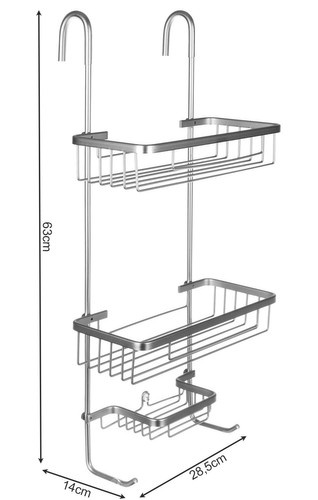 Hanging Shower Caddy Shelf Organizer, No-Drilling, Silver (1)