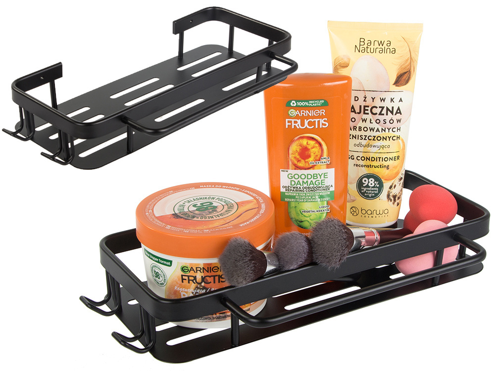 Metal Wall Shelf with Towel Rack for Bathroom – Loft Style, Black (0)