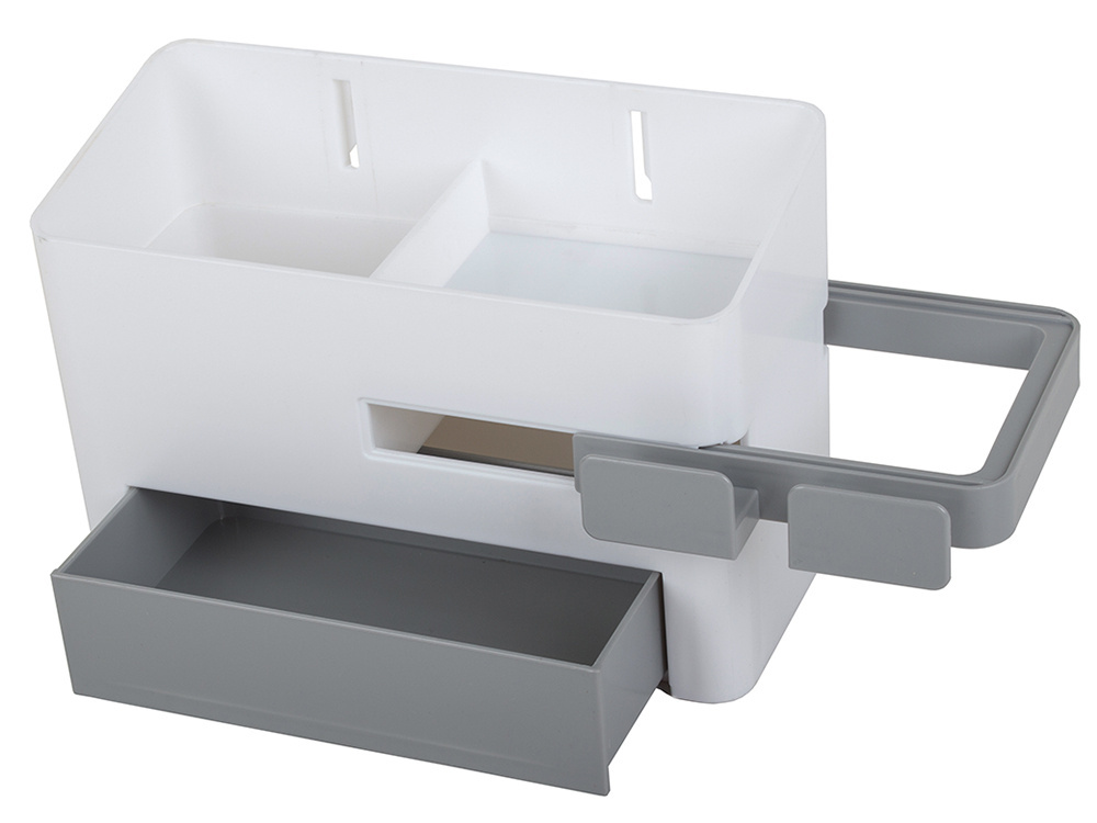 Wall Mounted Bathroom Organizer with Hair Dryer Holder and Drawer (3)