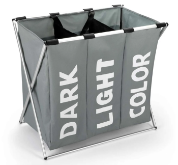 Organizer Laundry Basket with 3 Compartments with Handles, 130L