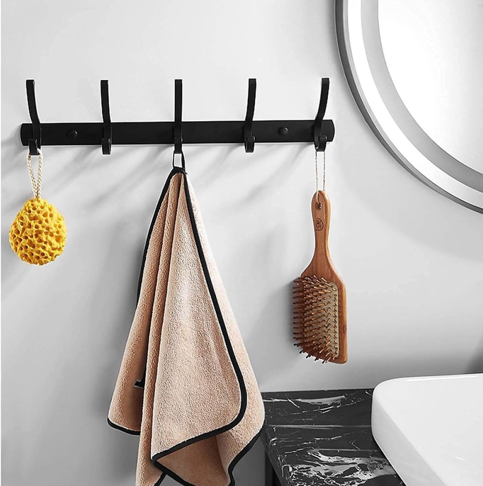 Wall-mounted clothes rack, black (3)