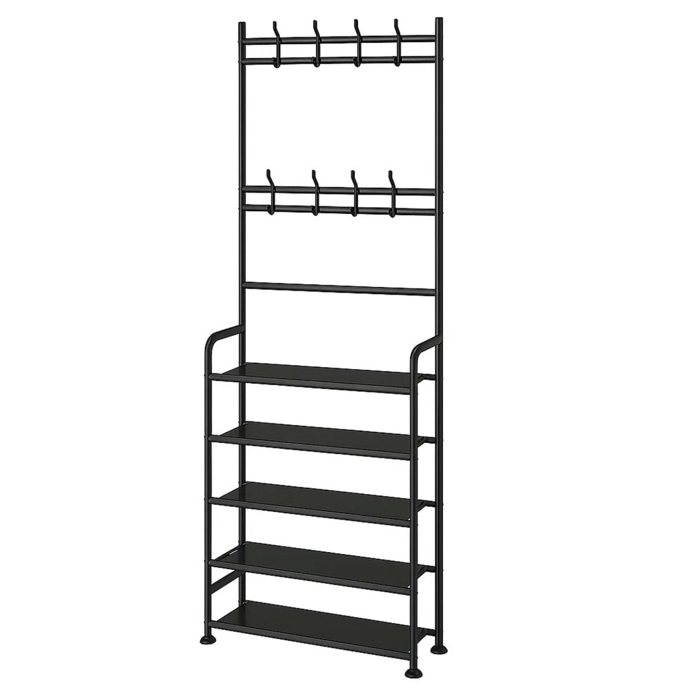 Metal Coat Rack Stand with 4-Tier Shoe Storage and 8 Hooks (0)