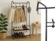Standing Garment Rack with Coat Hooks and 2 Shoe Shelves