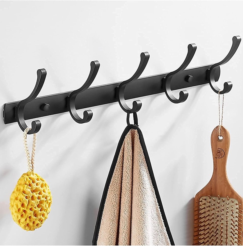 Wall-mounted clothes rack, black (2)