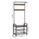 Industrial Hall Tree with Shoe Storage, Entryway Coat Rack Stand