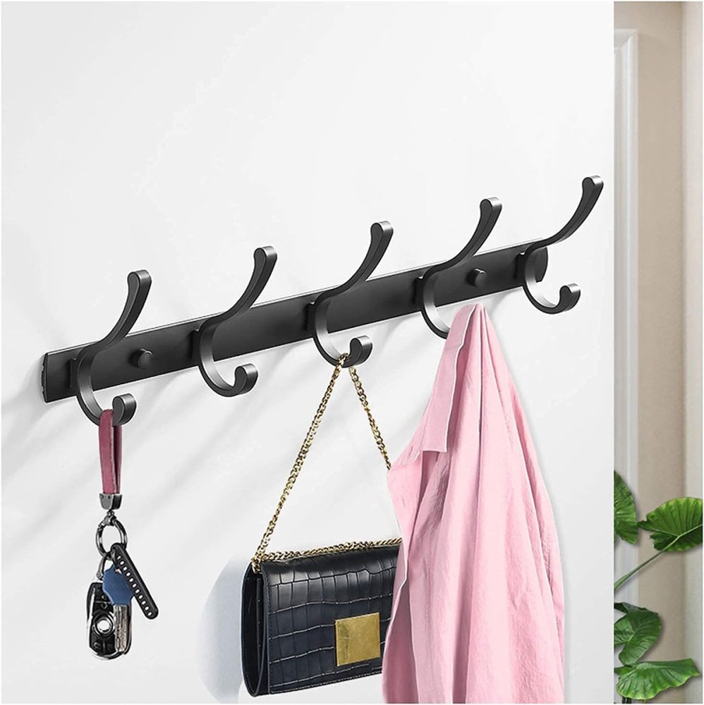 Wall-mounted clothes rack, black (1)