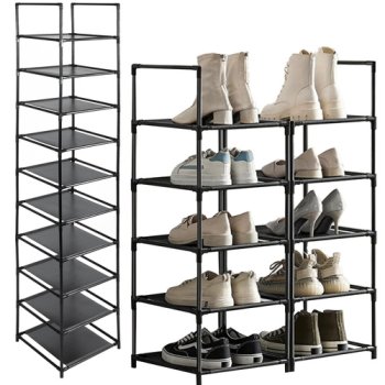 Ruhhy 25564 Modular 10-Tier Shoe Rack Organizer, Black