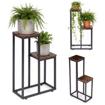 Plant Stand 2-Tier Metal Flower Pot Holder Rack Industrial Loft Style ModernHome ME-ATS13