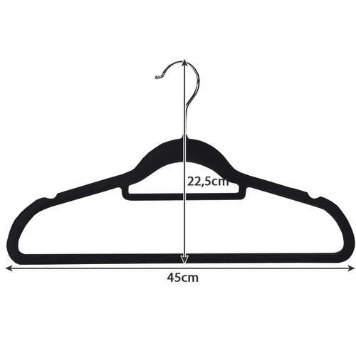 Ruhhy 22536 Velor Clothes Hanger, Set of 20 Pieces, Black (4)