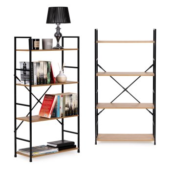 Wide Industrial 4-Tier Shelving Unit Bookshelf ModernHome