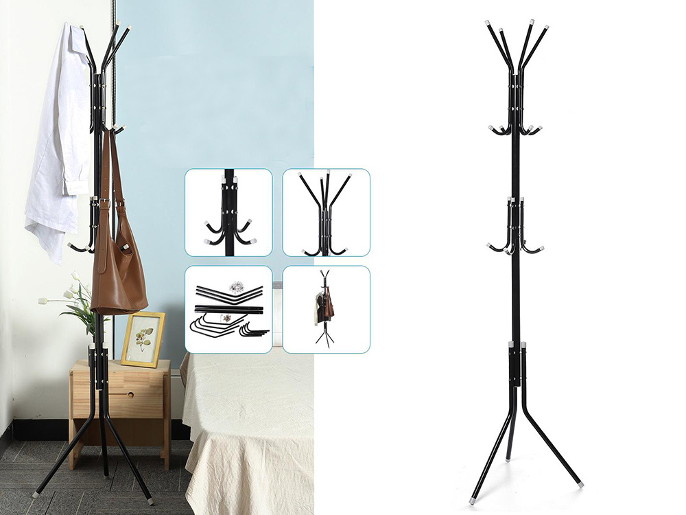 Standing Coat Rack for Hallway, Metal Coat Stand for Jackets, Black (2)