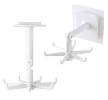 Kitchen Swivel Hanger with 6 Hooks, White